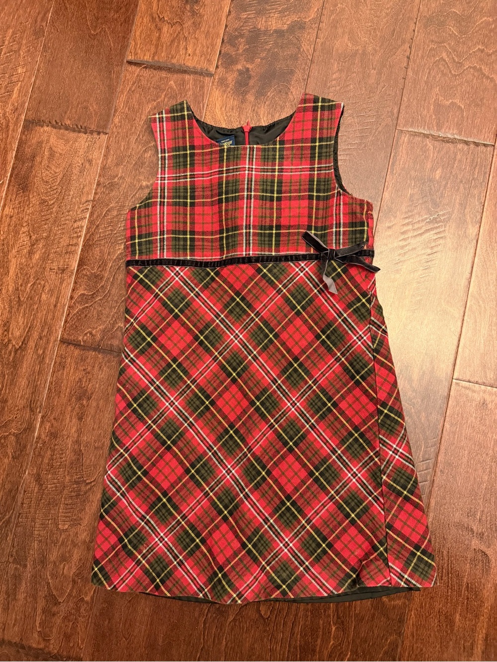 Classic Oshkosh Girls Red Plaid Holiday Dress with Bow